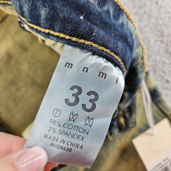 mnml Jeans Mens 33 Blue X146 Stretch Denim Distressed Slim Fit - Picture 5 of 16
